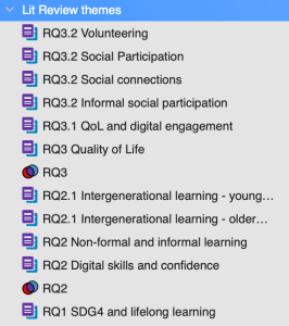 Screenshot of group structure set up in EndNote