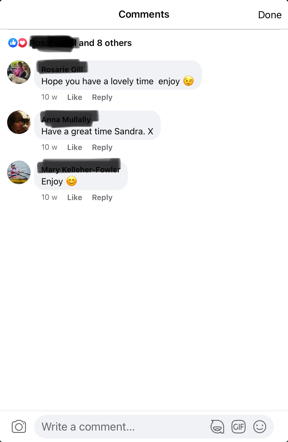 Comments on a Facebook post.